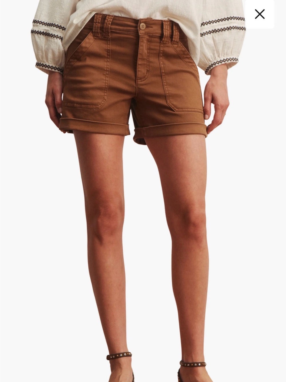 Sanctuary Stretch Cotton Wander On Shorts in Toasted Coconut Brown - Sz 30